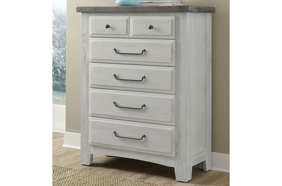 Sawmill 5 Drawer Chest (694-115) in an Alabaster finish by Vaughan-Bassett furniture